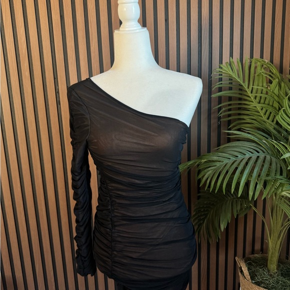 SHEIN Dresses & Skirts - SHEIN Black Sheer One-Shoulder Dress